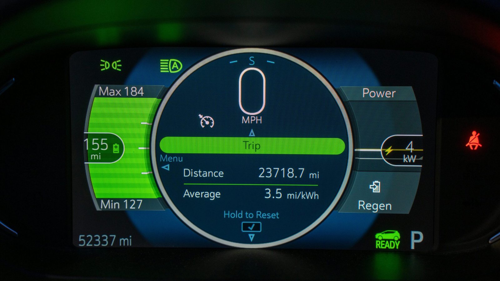 electric vehicle range display modern EV 400 miles